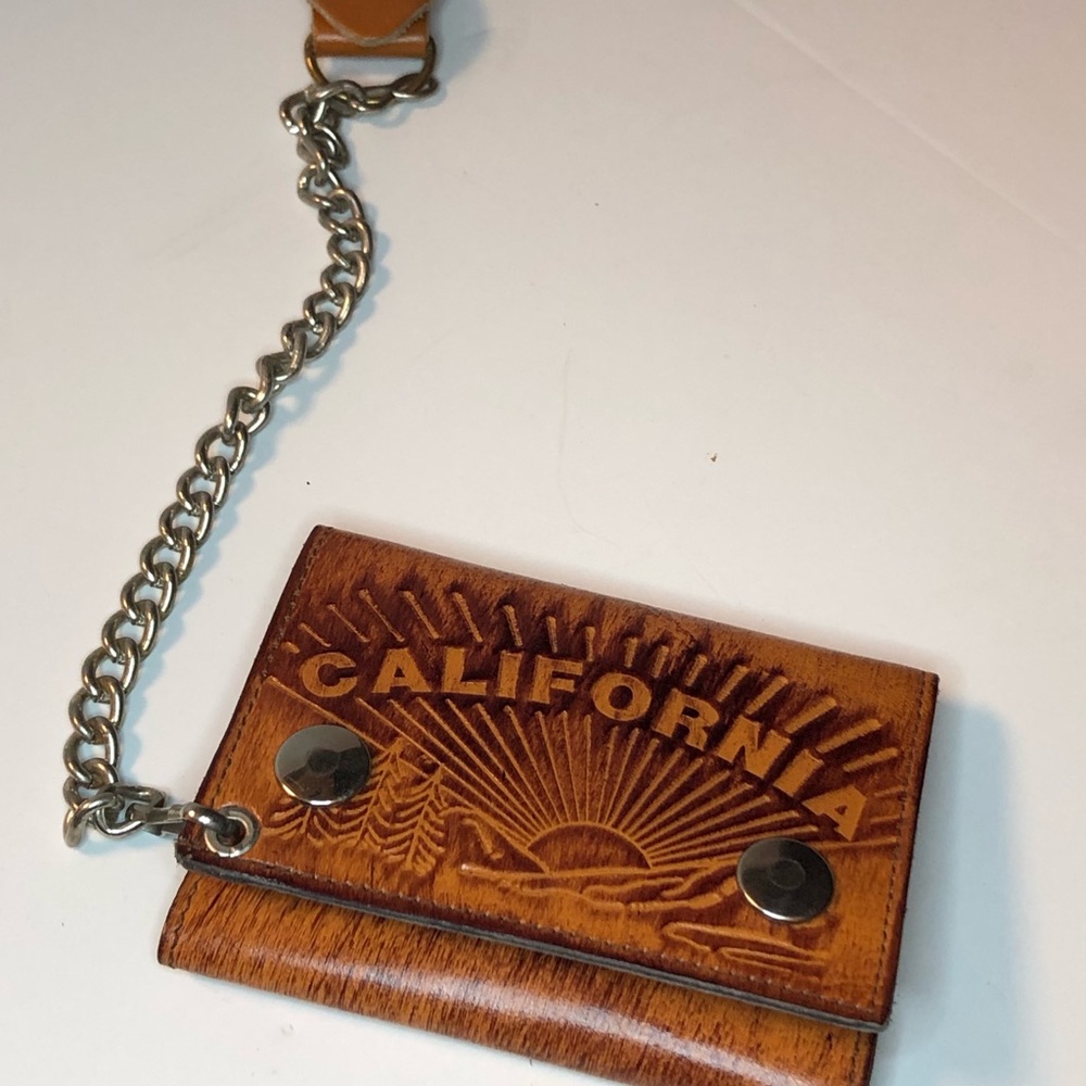 California Biker Brown Leather Wallet with Chain